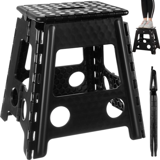 Taburete plegable MalaTec negro/blanco 39 cm