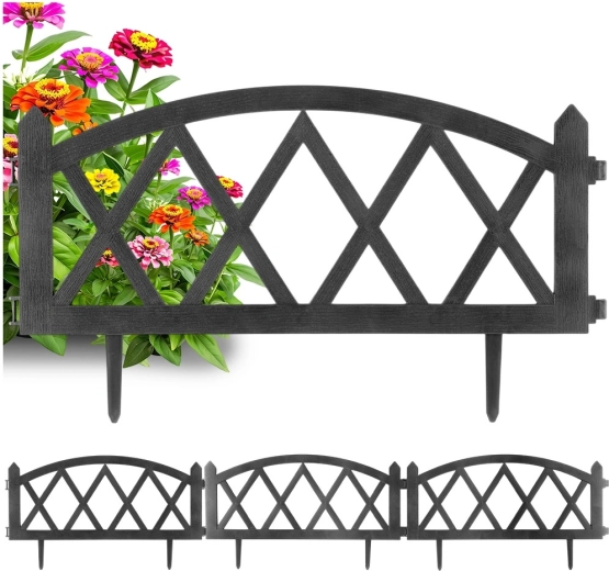 Bordura de jardín gris 57 × 25 cm, set de 4 uds.