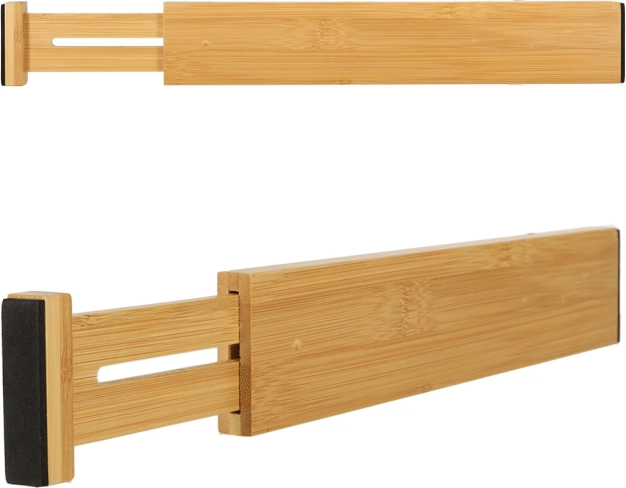 Organizador de cajones ajustable de bambú para cubiertos y herramientas 43 cm