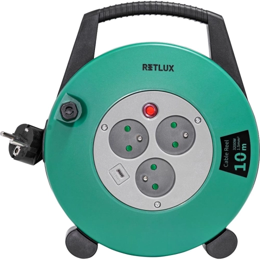 Enrollador de cable alargador RETLUX con USB-C, 10 m