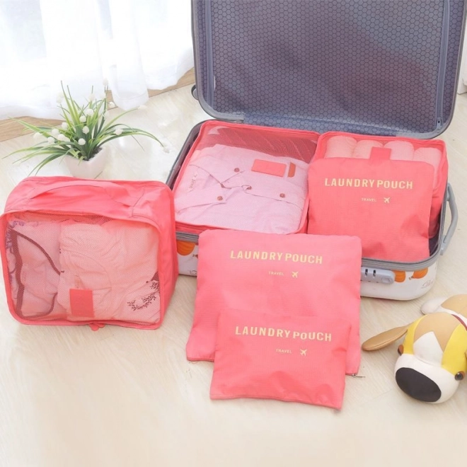 Juego de organizadores de viaje para maleta y armario (6 uds.) – rosa