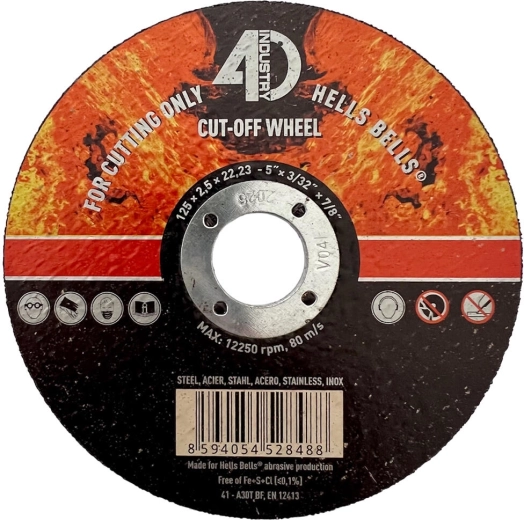 Disco de corte para acero e inoxidable 125 × 2,5 × 22,2 mm