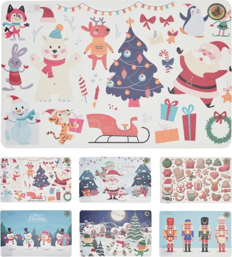 Mantel individual navideño de plástico 43,5 × 28,5 cm – mix de decoraciones
