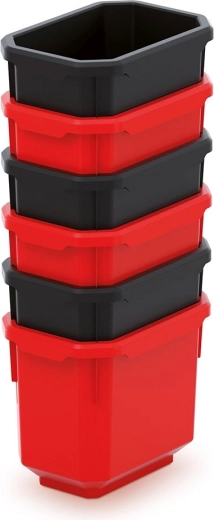 Juego de 6 cajas de plástico para herramientas TITAN BOX 110 × 75 × 263 mm – negro/rojo