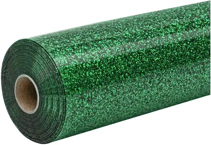HTVRONT vinilo termoadhesivo con purpurina para planchado por transferencia térmica 30,5 × 90 cm verde