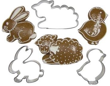 Set de cortadores de acero inoxidable para Pascua – pollito, oveja, conejo