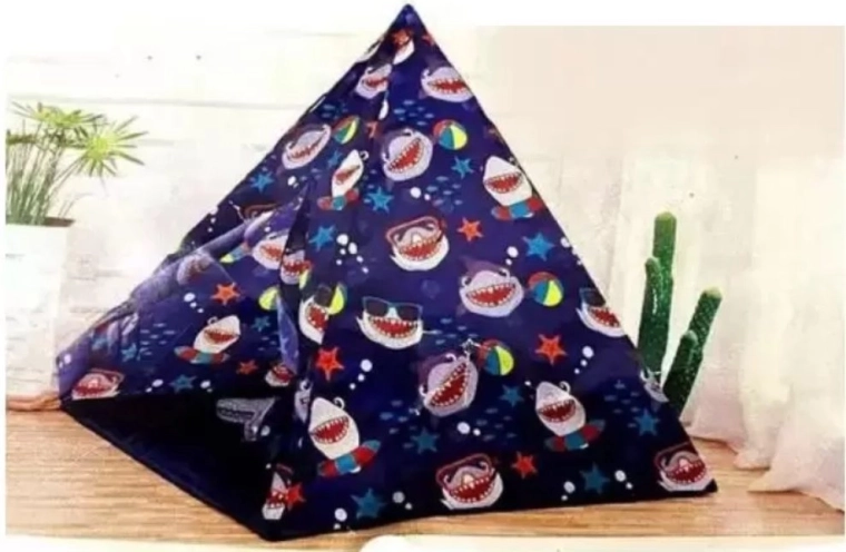Tienda tipi infantil con motivo de tiburones 150 × 150 × 125 cm