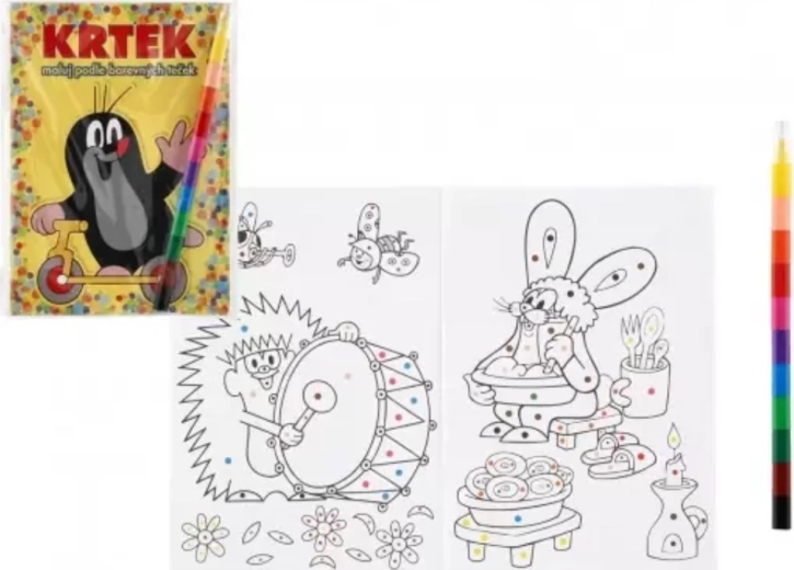 Libro para colorear Topo A5 - Pinta siguiendo puntos de colores con ceras