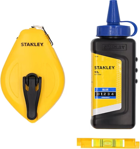 Cordel trazador 30 m con tiza en polvo y nivel de cuerda STANLEY