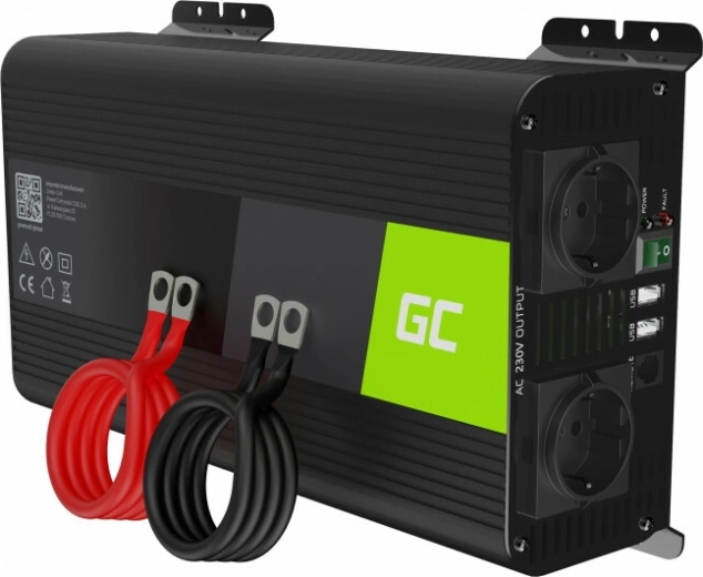 Green Cell inversor de voltaje 12 V a 230 V, onda sinusoidal pura 1000 W / 2000 W con USB