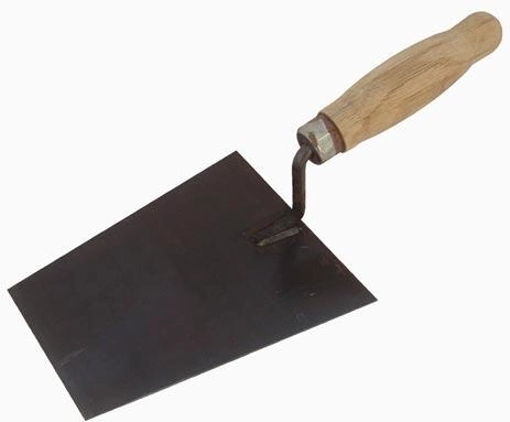 Paleta de albañil de acero 160 × 130 mm con mango de madera