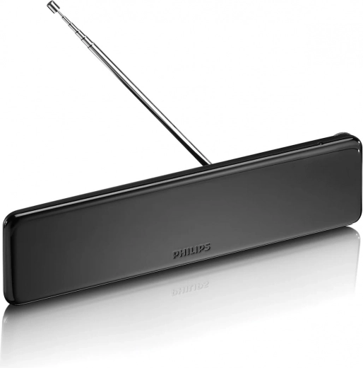 Antena de TV interior con regulación de ganancia, cable coaxial de 1,8 m, 75 Ohm, filtro 3G/4G, DVB-T/T2