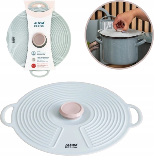 Tapa de silicona con succión, diámetro 20,5 cm, color salvia