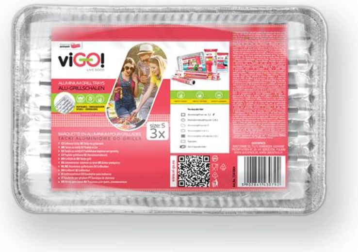 Bandejas para barbacoa VIGO pequeñas 28 × 22 cm, 3 uds