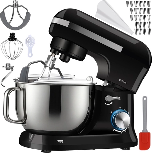 Robot de cocina planetario Ruhhy 1000 W con bol de acero inoxidable de 4,5 l