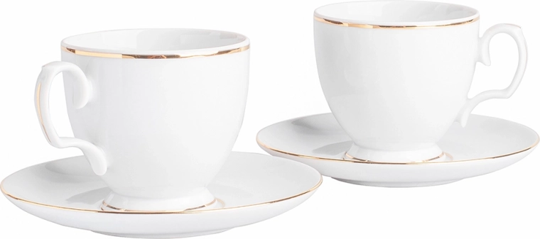 MARIAPAULA Clásica línea dorada, juego de tazas de café con platillos