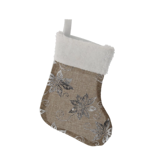 Calcetín navideño 20 cm – plateado