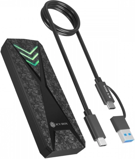 Carcasa externa para SSD NVMe M.2 con USB‑C e iluminación RGB