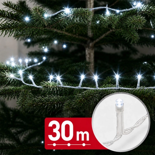 Cadena de luces LED con luz blanca fría, 30 m, 600 LED