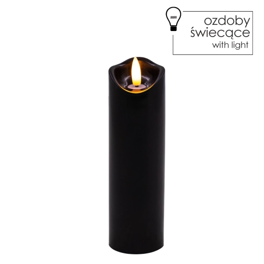 Vela LED negra con llama parpadeante 5 × 17,5 cm