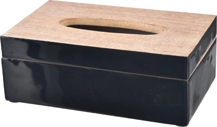 Caja para pañuelos de papel con decorado mango y superficie esmaltada