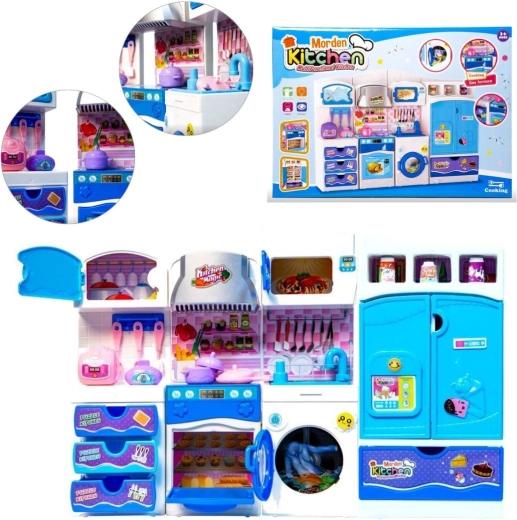 Muebles de cocina para muñecas: set grande, azul - 1 pieza