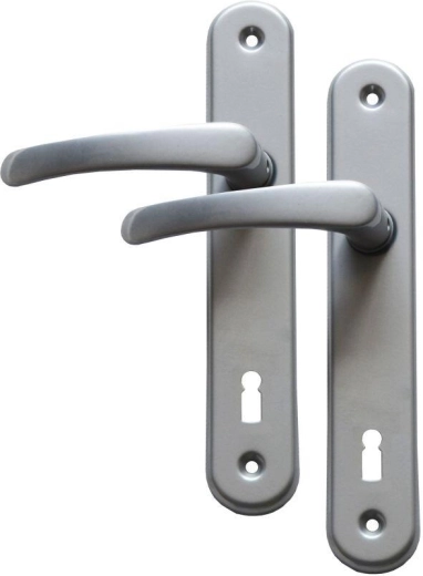 Herraje de puerta MICHAELA, manilla con orificio para llave 90 mm, plateado