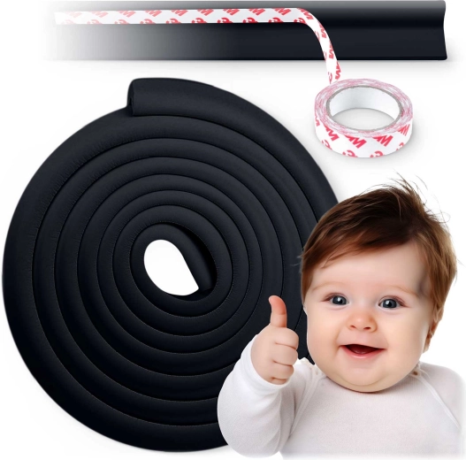 Cinta protectora de espuma para bordes RICOKIDS, negra, 6 m