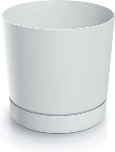 Maceta con plato integrado TUBO P 12,8 cm blanca