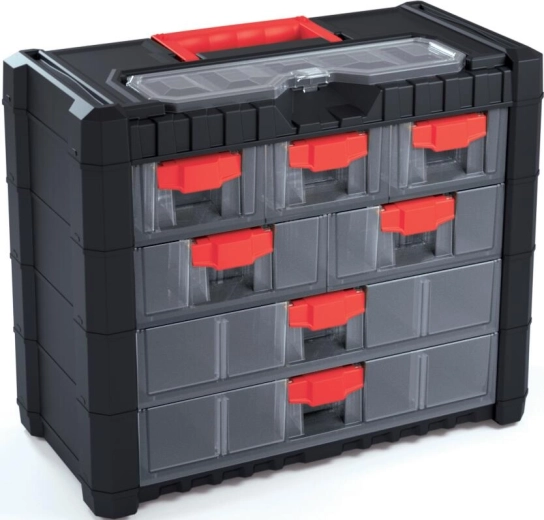 Caja de taller de plástico CARGO con organizador 7+1, 400 × 200 × 326 mm