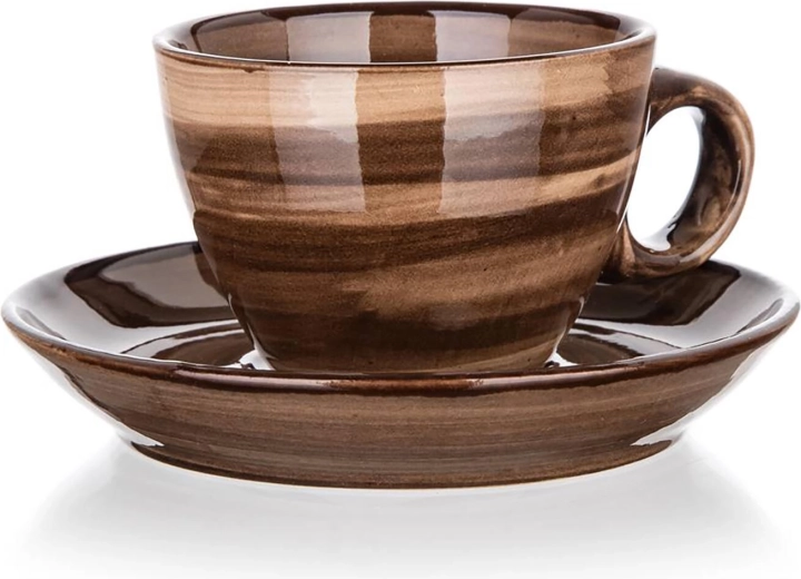 Taza de cerámica con platillo 90 ml Palas marrón