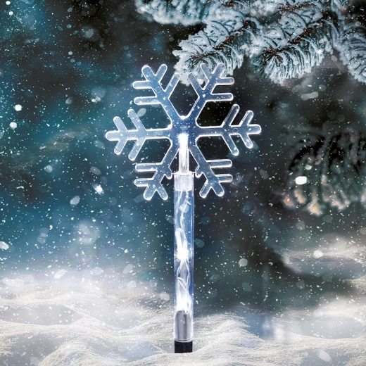 Solight iluminación LED de jardín para clavar copos de nieve 5 uds, 15 LED, a pilas