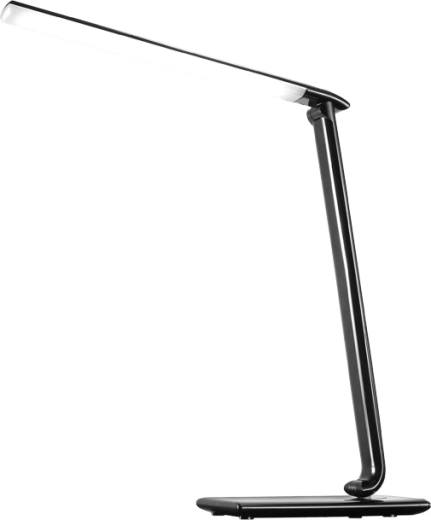 Lámpara de mesa LED regulable Solight de 12 W con selección de temperatura de luz y USB, negro brillante