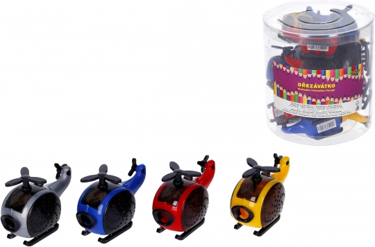 Sacapuntas con depósito en forma de helicóptero