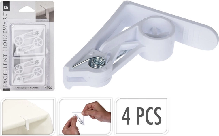 Pinza de plástico para mantel 62 × 62 mm, 4 uds.