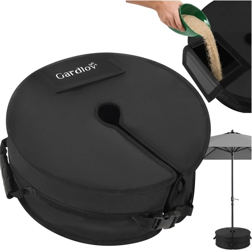 Bolsa de lastre rellenable con arena para sombrilla Gardlov, 40 kg, 48 cm, negra