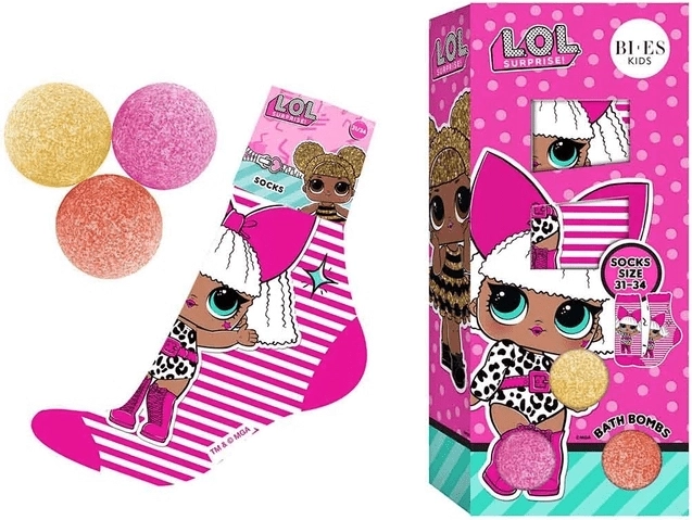 Set de regalo LOL Surprise – 3× bola efervescente de baño 50 g + calcetines