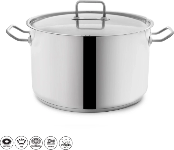 Cacerola Stock de acero inoxidable 15 l con tapa