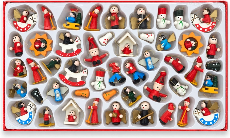 Adornos navideños de madera para el árbol, 48 unidades - 1 pieza