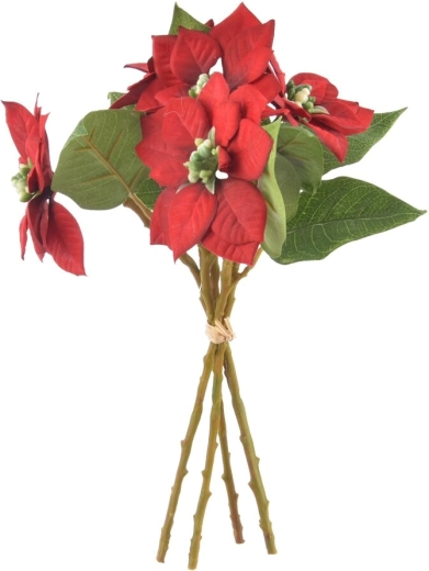 Estrella de Navidad artificial en ramillete 30 cm roja