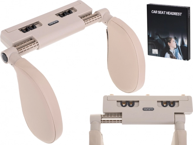 Cojín de apoyo para cabeza y cuello de asiento de coche, regulable para viajes – Beige