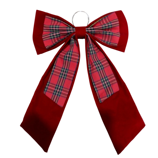 Lazos decorativos navideños (moño) rojos a cuadros 40 × 60 cm - paquete de 6 uds.