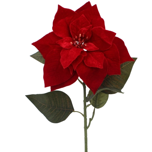 Ramita decorativa artificial de estrella de Belén (poinsettia) roja 80 cm - 1 pieza