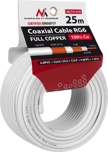 Cable coaxial RG6 Maclean 25 m
