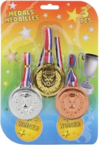 Juego de medallas para niños: oro, plata y bronce