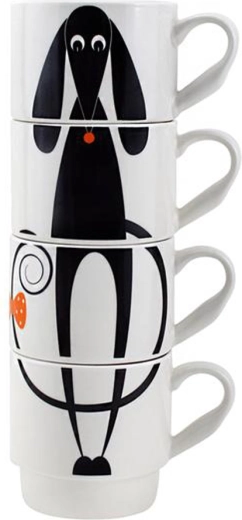 Tazas de cerámica apilables con perrito 340 ml TORO, juego de 4 uds.