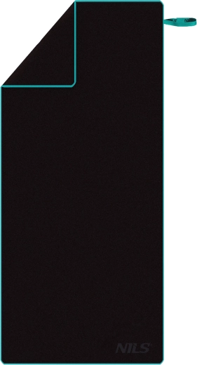 Toalla de microfibra de secado rápido NILS negra/azul 200 × 90 cm