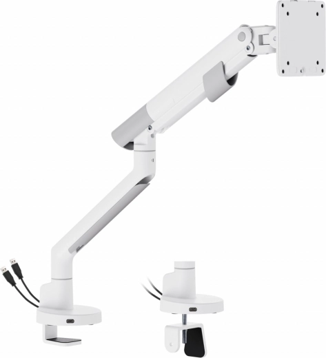 Soporte de escritorio con brazo de gas para 1 monitor de 17–35" con USB 3.0 – blanco