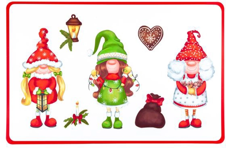 Mantel individual navideño de plástico Elfos 28,5 × 44 cm