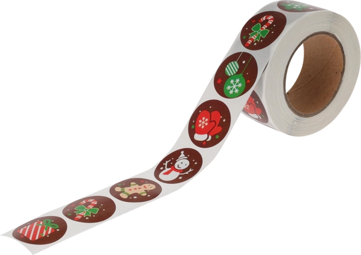 Pegatinas navideñas en rollo de 3 m, diámetro 2,5 cm (120 uds.)